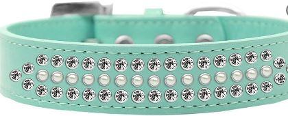 Aqua bling dog collar with rhinestones