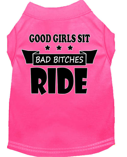 large pink shirt for dogs bad bitches ride