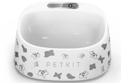 Smart dog bowl with scale -white with gray accents