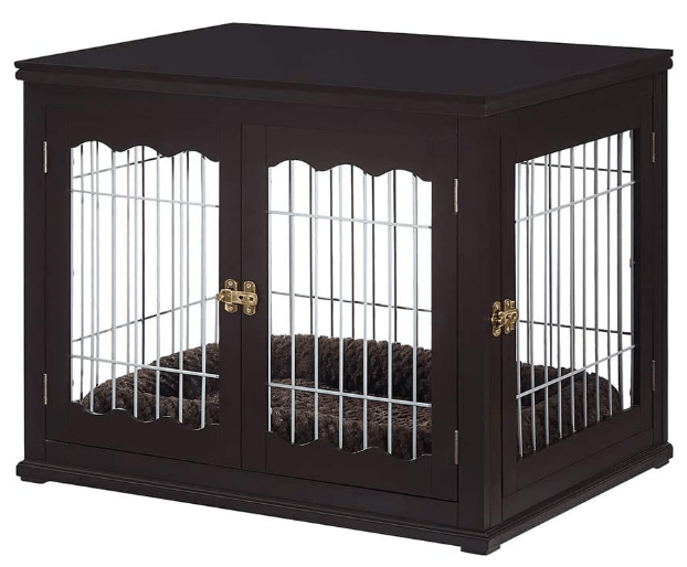 Black 3 door dog crate end table