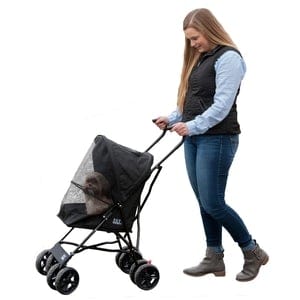 black pet stroller portable folding