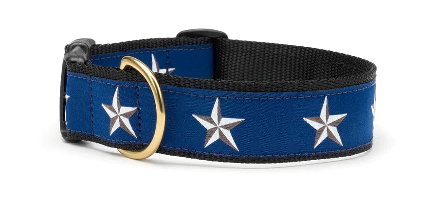 blue and black star design dog collar ex wide