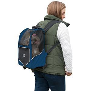 blue tiny dog backpack carrier w wheels