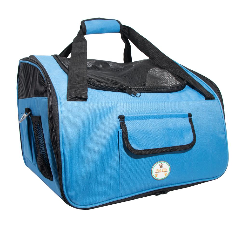 blue dog carrier bag