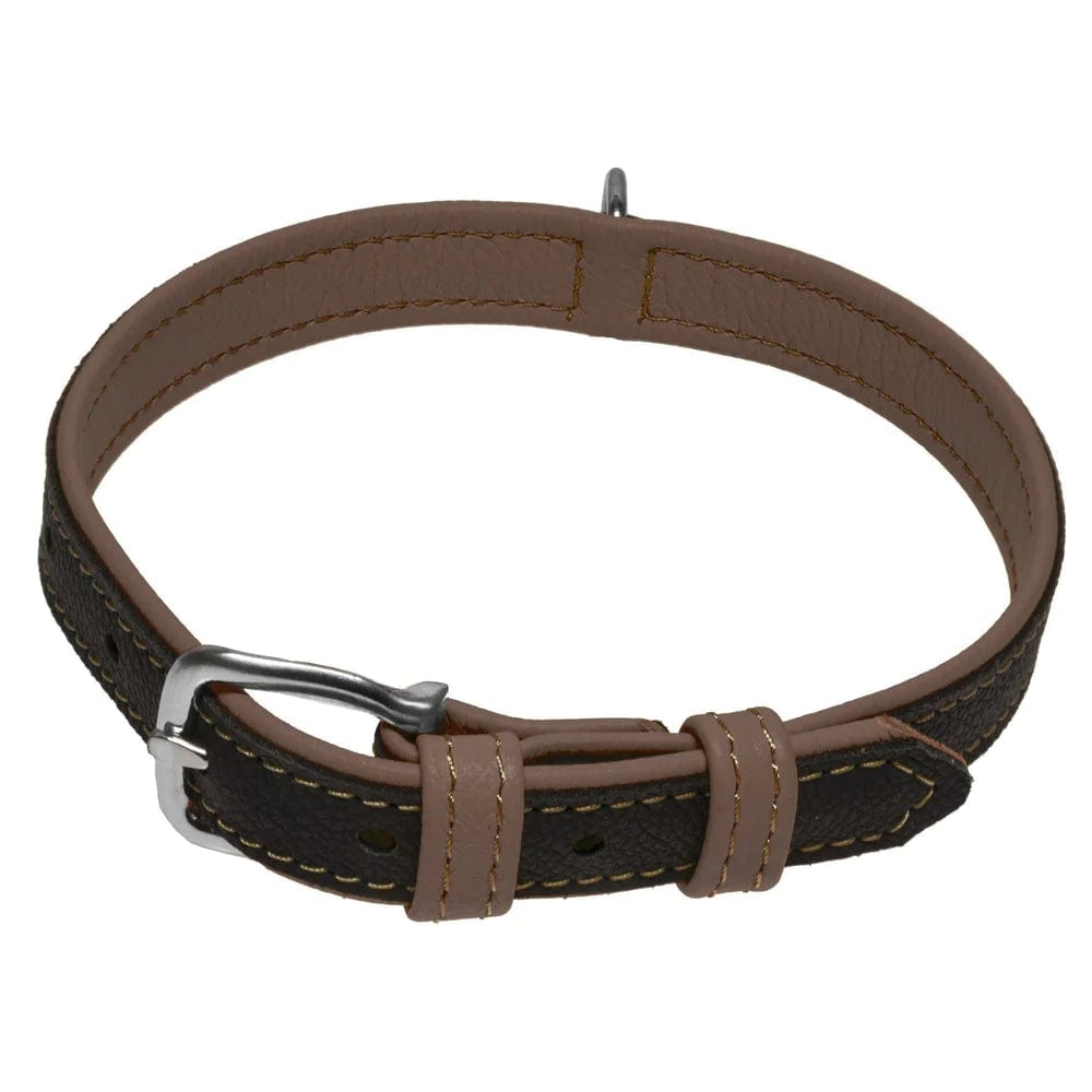 brown leather dog collar two tone