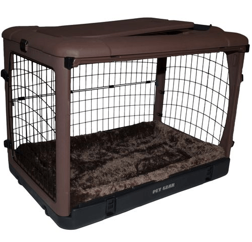 folding garage door dog crate- chocolate colr
