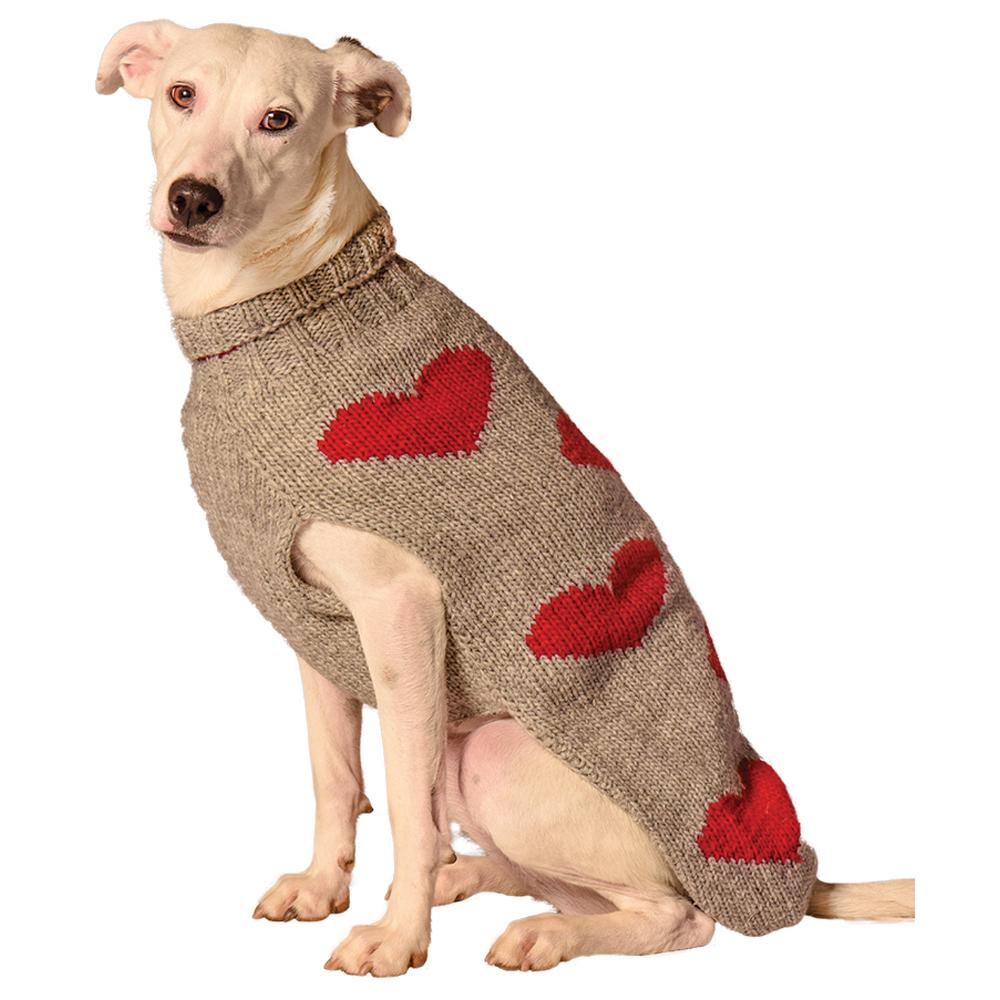 Pet Sweater with Red Hearts is super thick and warm
