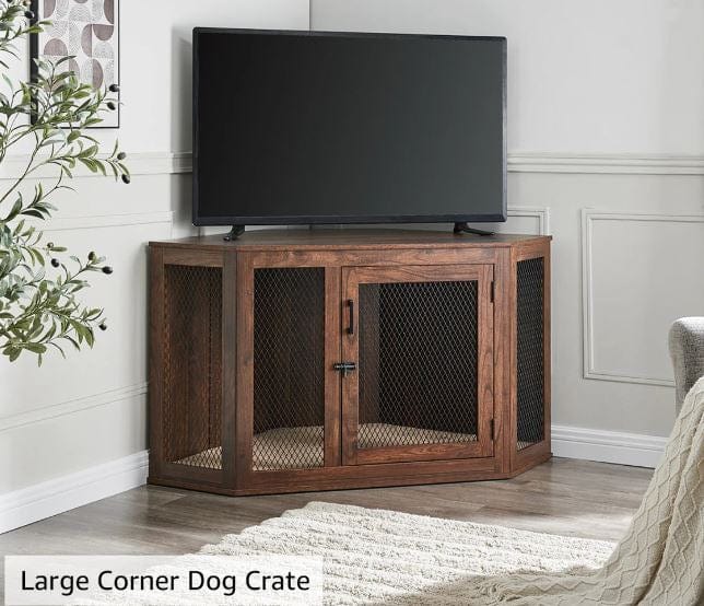 walnut dog crate furniture corner table