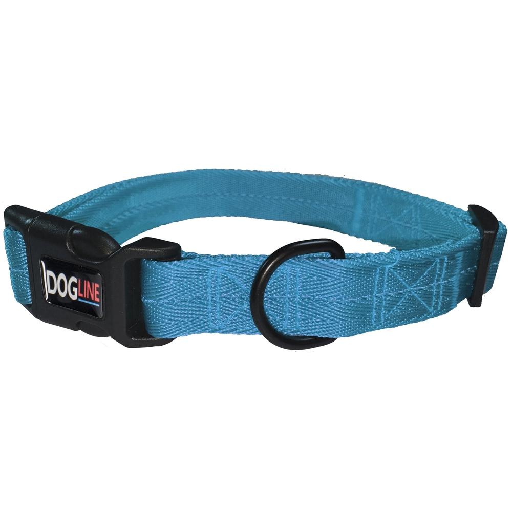 cyan embroidered dog collar with name