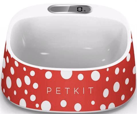 Smart dog bowl with scale -Red