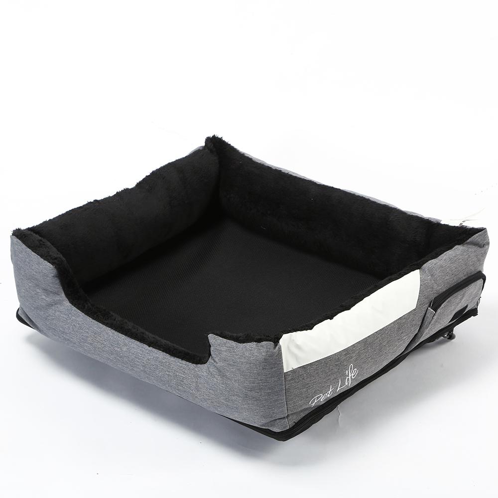 Gray pet heating cooling bed