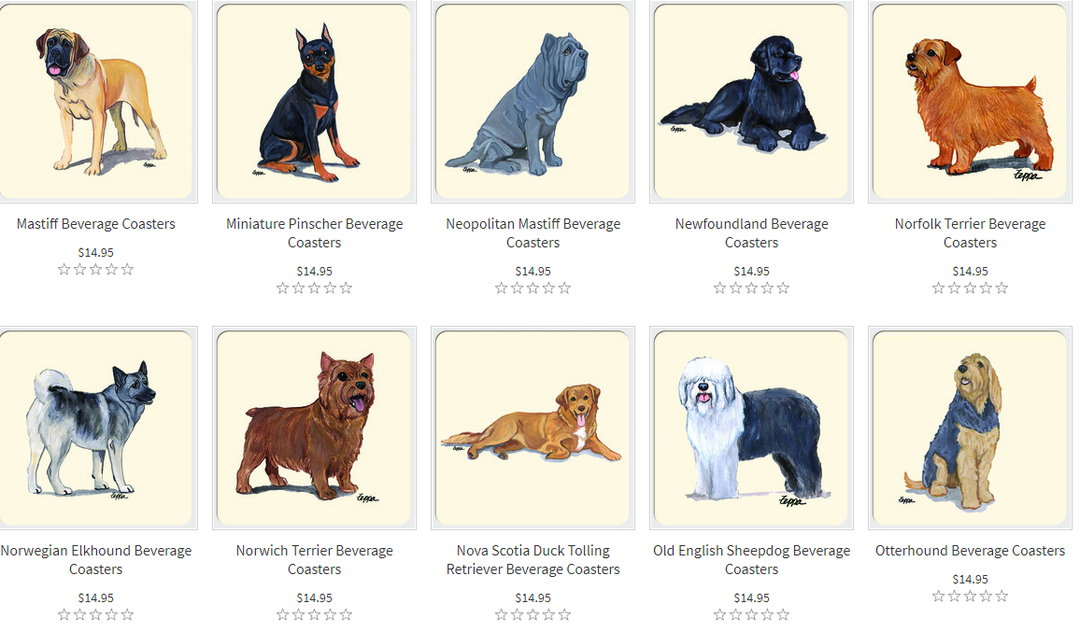 dog breed beverage coasters examples 3