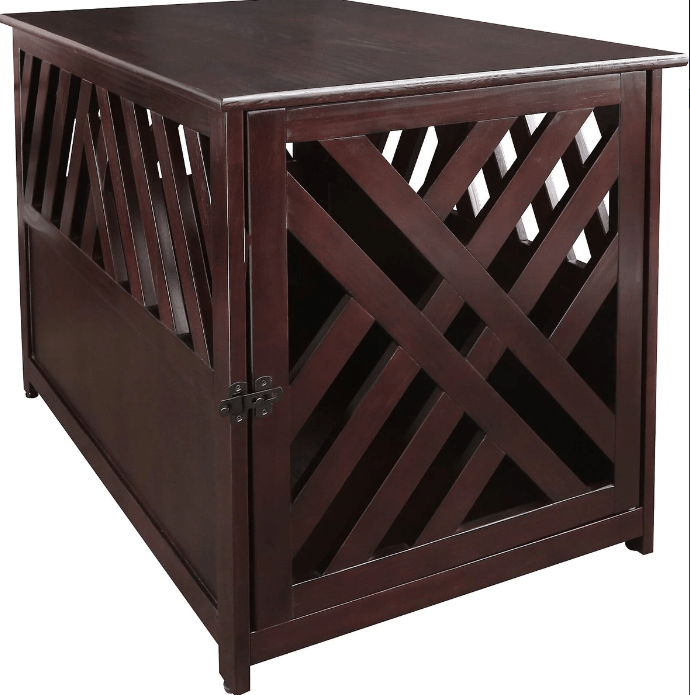 Walnut stain dog crate table wood furniture