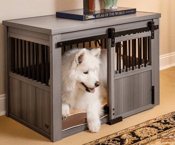 gray-dog crate table-looks just-like furnitureecrate