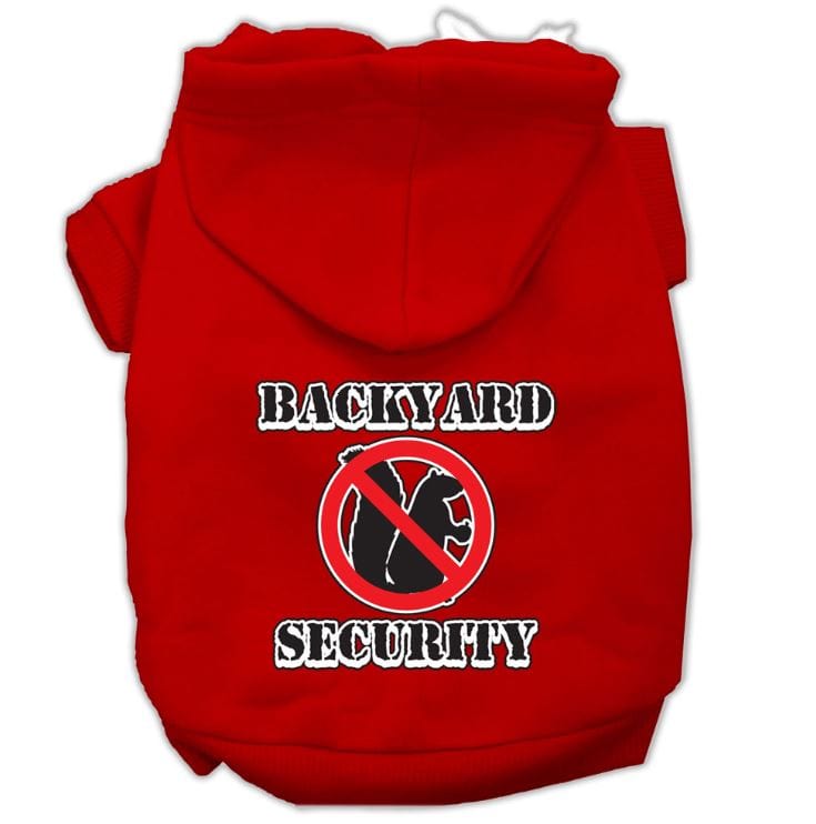Red -dog hoodie backyard security squirrel