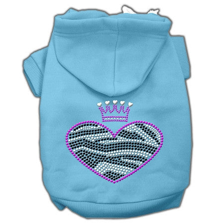 large blue heart crown dog hoodie