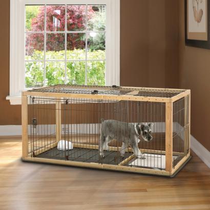 expandable pet crate -richell natural wood