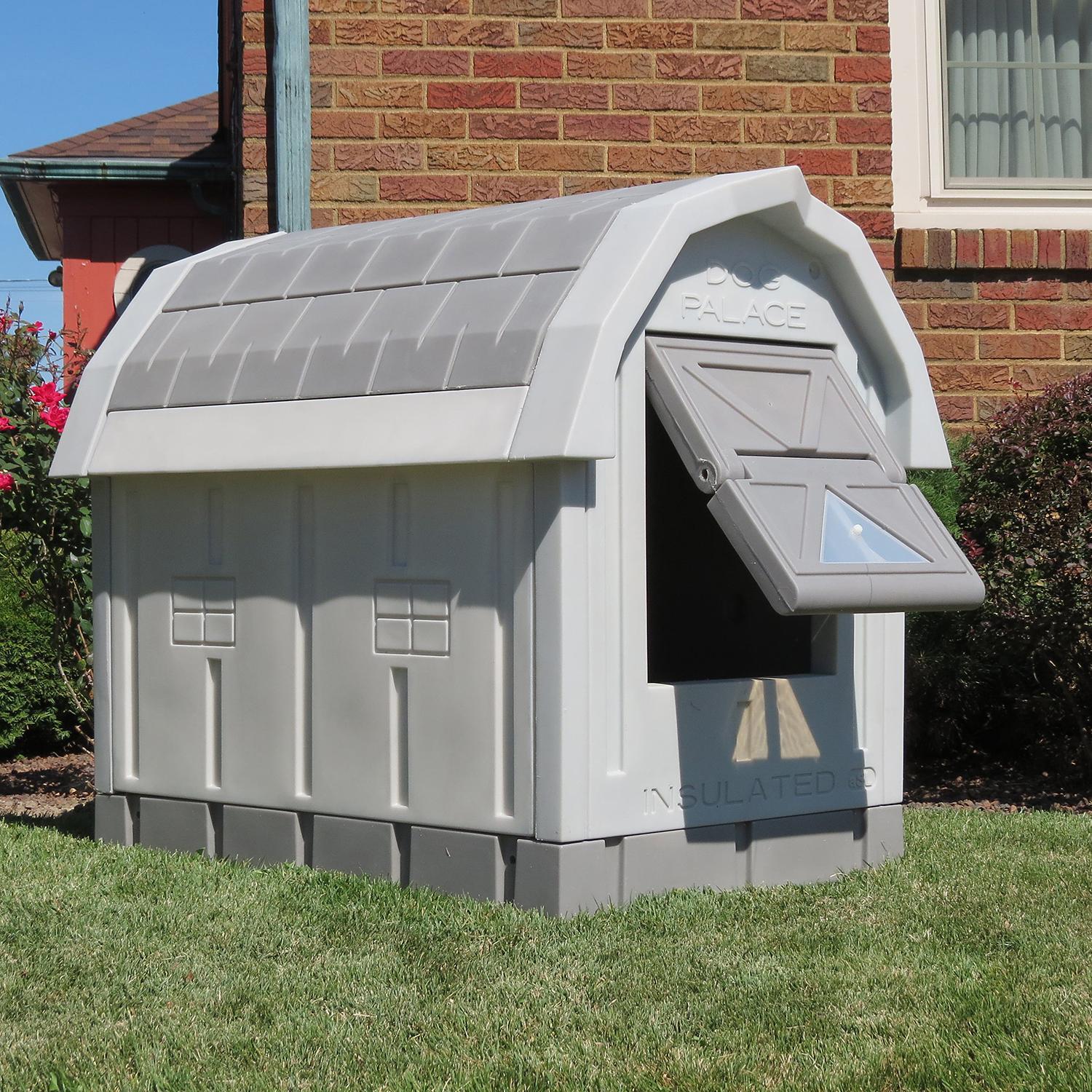 Insulated Dog house with door - gray