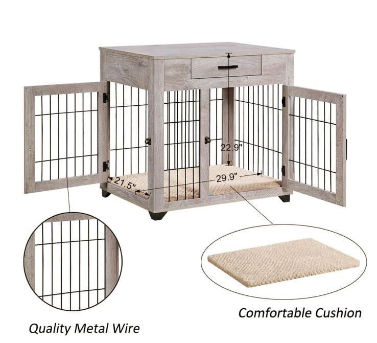 small dog crate with storage drawer