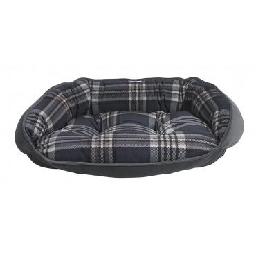 Tartan grey stone plaid bolster pet bed