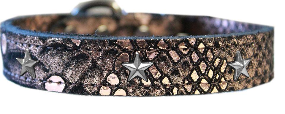 copper dragonskin leather buckle dog collar