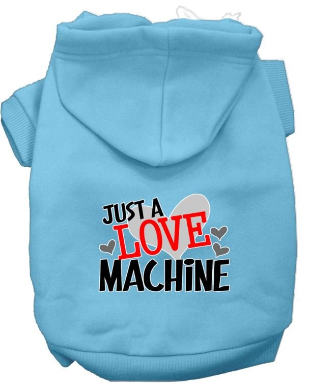 love machine dog hoodie blue