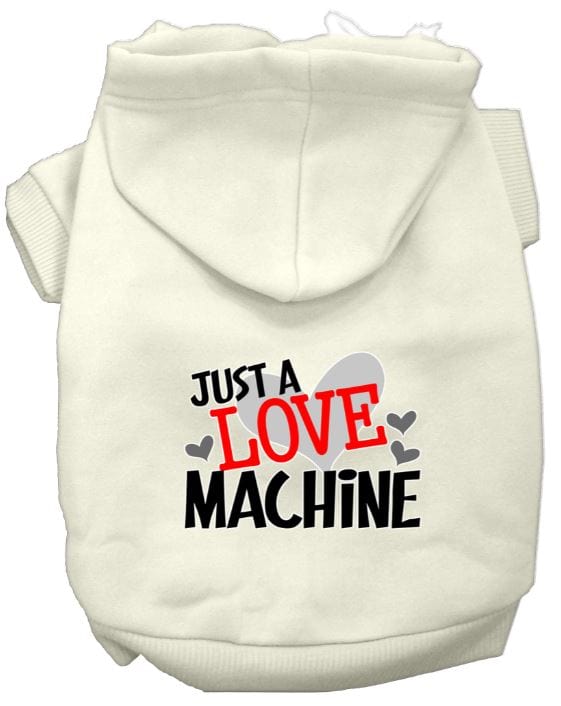 cream dog hoodie - love machine graphic