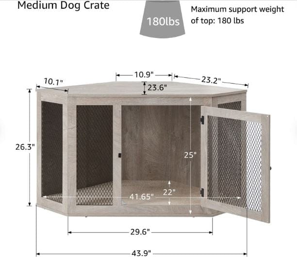 medium gray dog crate- sturdy MDF contruction