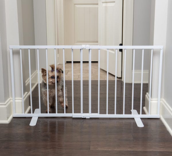 adjustable doorway pet barrier gate low for small dogs-white