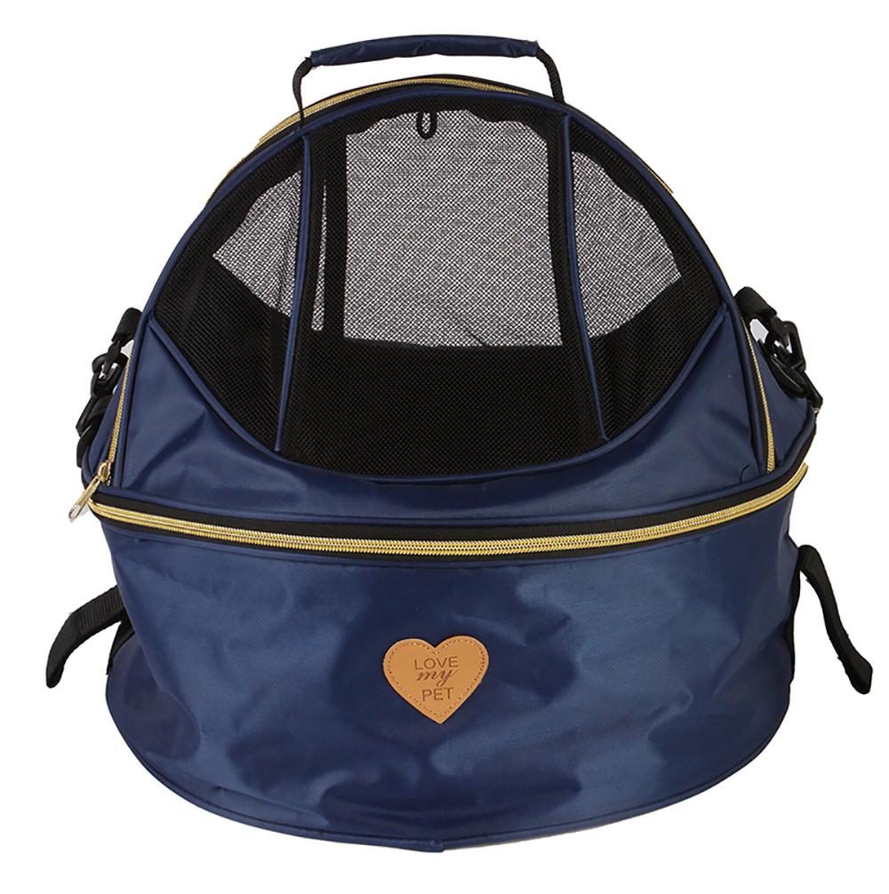 round small dog carrier -car sat-blue