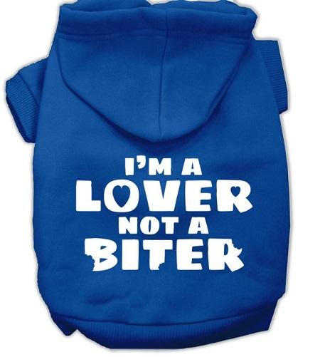 dog hoodie Lover not a biter  -blue