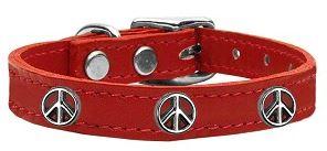 red leather dog collar peace sign