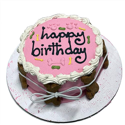 pink birthday dog cake