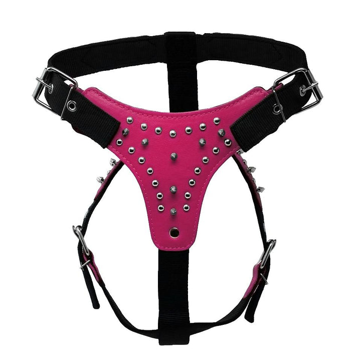 pink 100% leather with  nylon spike harnesses