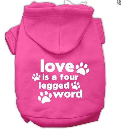Love large dog hoodie - pink