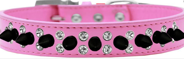 pink small dog designer collar with spikes