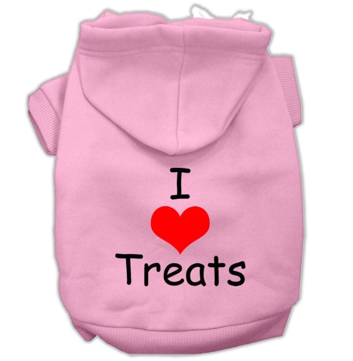pink hoodie for large dogs - i love treats