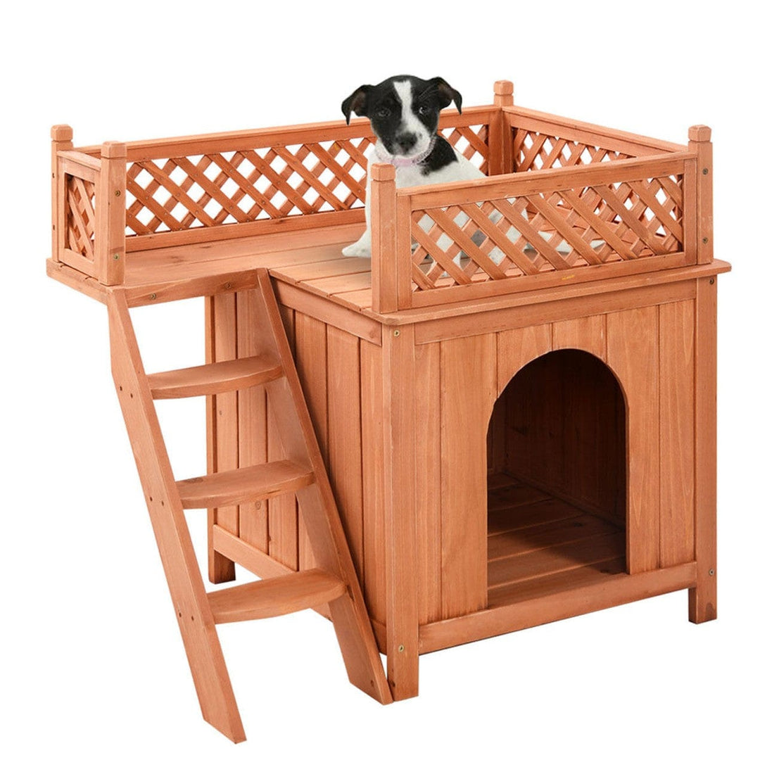 small dog dog house with rooftop area