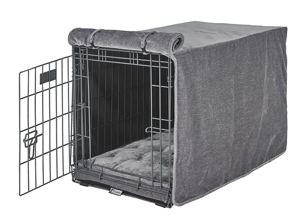 dog crate cover for wire crates -gray fabric