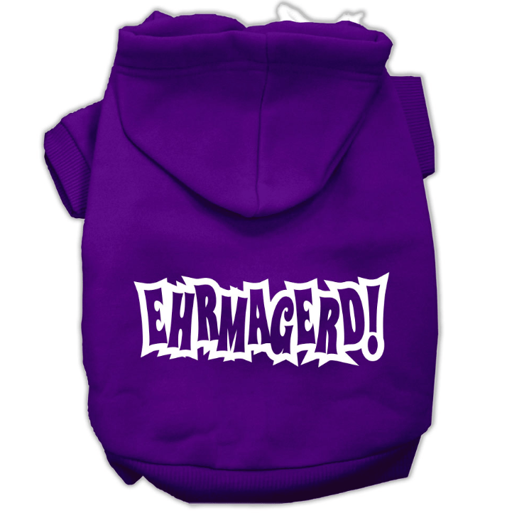 ex large purple dog hoodie ermagerd