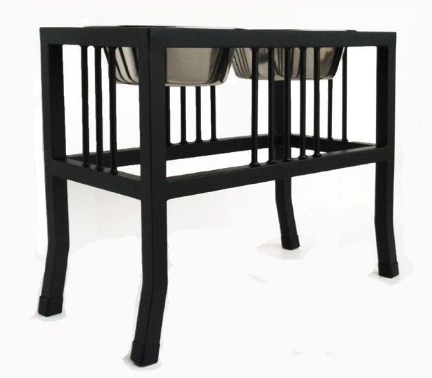 Extra Tall Baron Luxury Dog Feeder - black
