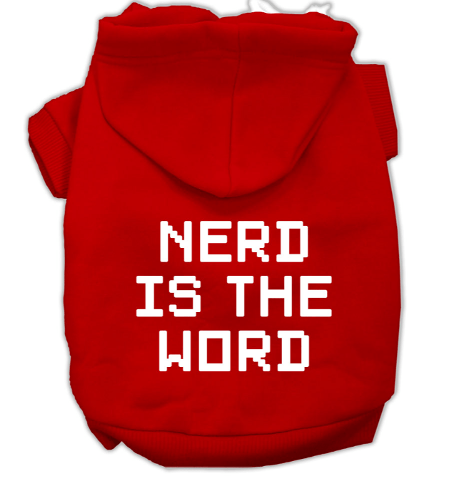red large dog hoodie nerd