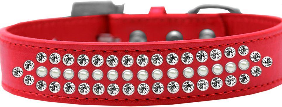 Red rhinestone and pearl collar