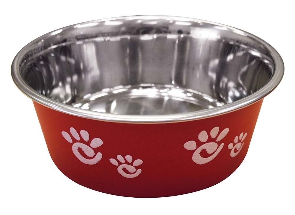 Stainless Designer Bowls - Red w/ Paws