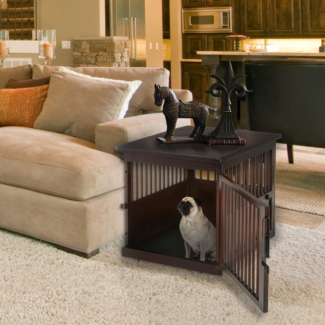 Dog crate furniture chair side wooden table