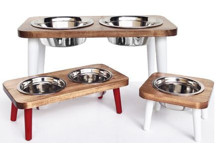 Elevated Wooden Dog Diners- Maple -Wood