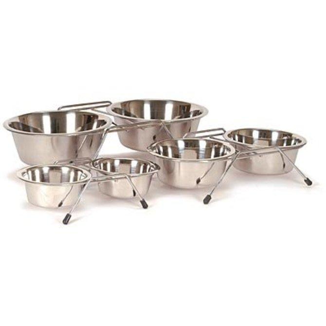 Spill resistant stainless steel double bowl dog diners