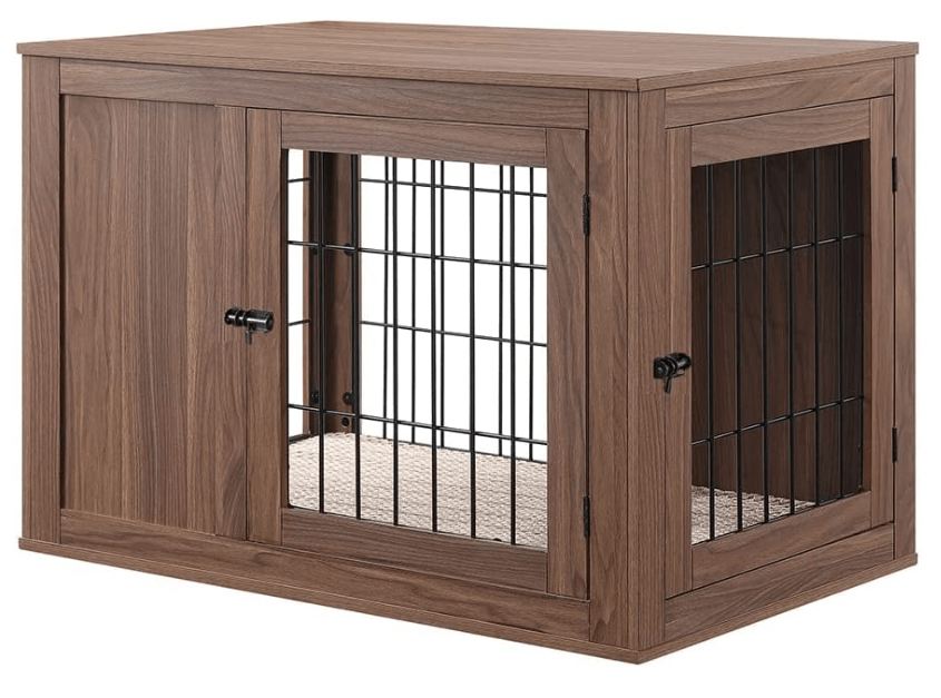 dog crate table walnut