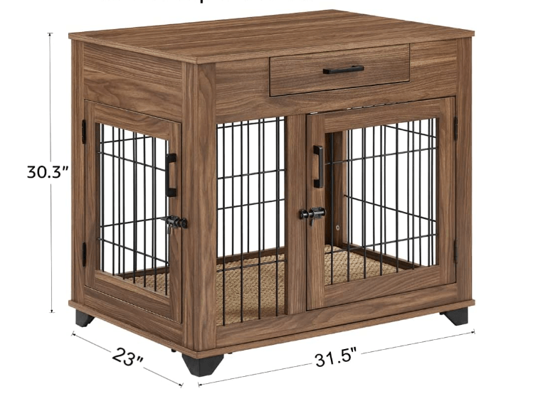 walnut crate for dogs -drawer and 2 doors